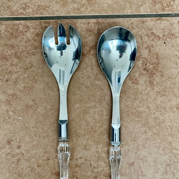 Stainless steel fork and spoon salad server - Picture 1 of 7